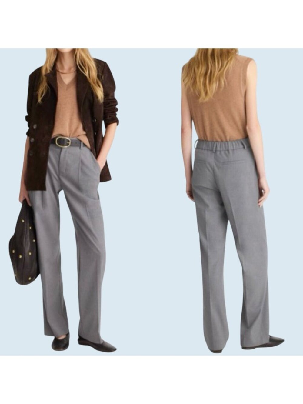 MADEWELL Slouchy Straight Grey Mid Rise Trouser Pants Size 12 NWT NEW